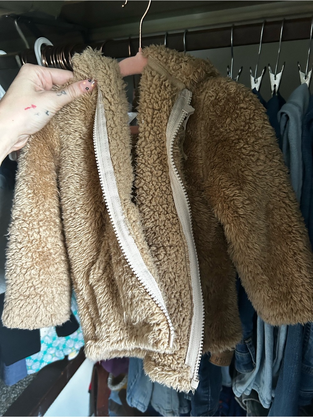Kids Cozy Sherpa Jacket in Camel